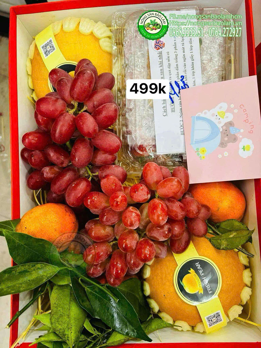 Quà Trái Cây - Hộp Chữ Nhật 3 - Trái tim 800 - Nông Sản Bảo Lâm